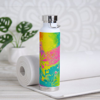 Neon Dreams Abstract Water Bottle
