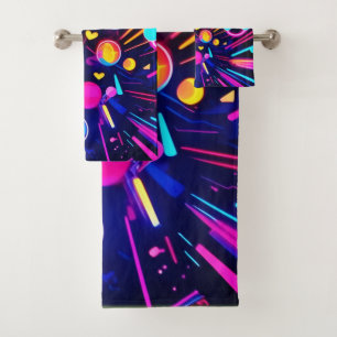 Neon Dreams - Psychedelic Shapes & Colours Bath Towel Set