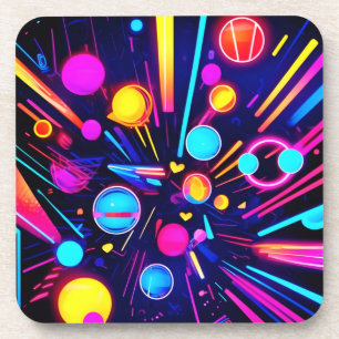 Neon Dreams - Psychedelic Shapes & Colours Coaster