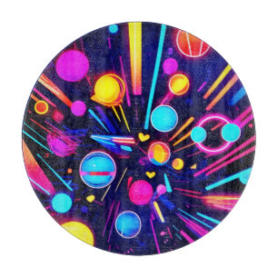 Neon Dreams - Psychedelic Shapes & Colours Cutting Board
