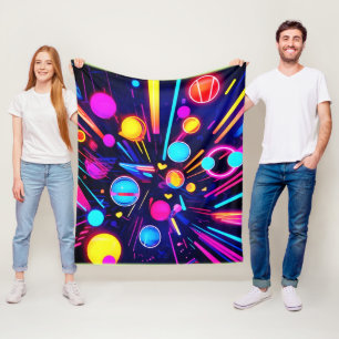 Neon Dreams - Psychedelic Shapes & Colours Fleece Blanket