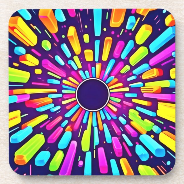Neon Dreamscape: A Psychedelic Journey Coaster (Front)