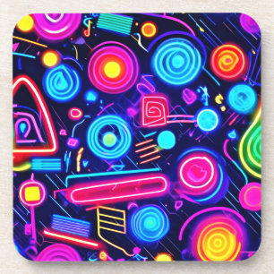 Neon Dreamscape: A Vibrant Abstract Art Coaster
