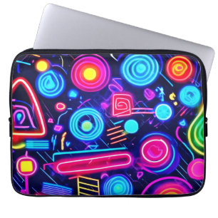 Neon Dreamscape: A Vibrant Abstract Art Laptop Sleeve