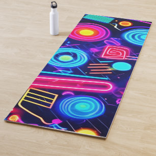 Neon Dreamscape: A Vibrant Abstract Art Yoga Mat