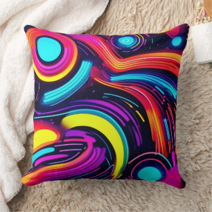 Neon Dreamscape Art Cushion