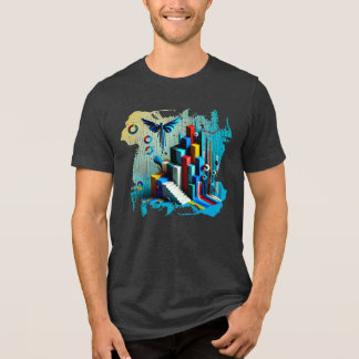 Neon Dreamscape - Digital Art T-Shirt Tri-Blend Shirt