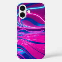 Neon Dreamwave Electric Pink & Blue Abstract