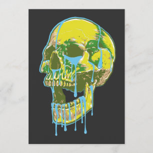 Neon Dripping Skull Illustration – Bold Grunge Art Invitation