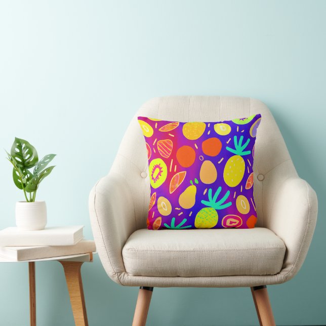 Neon Dynamic Fruit Pattern Art Cushion (Chair)