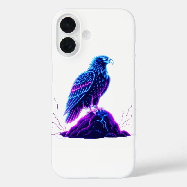 Neon Eagle on Glowing Rock – Cyberpunk Style Case-Mate iPhone Case (Back)