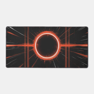 Neon Eclipse in a Digital Grid Desk Mat