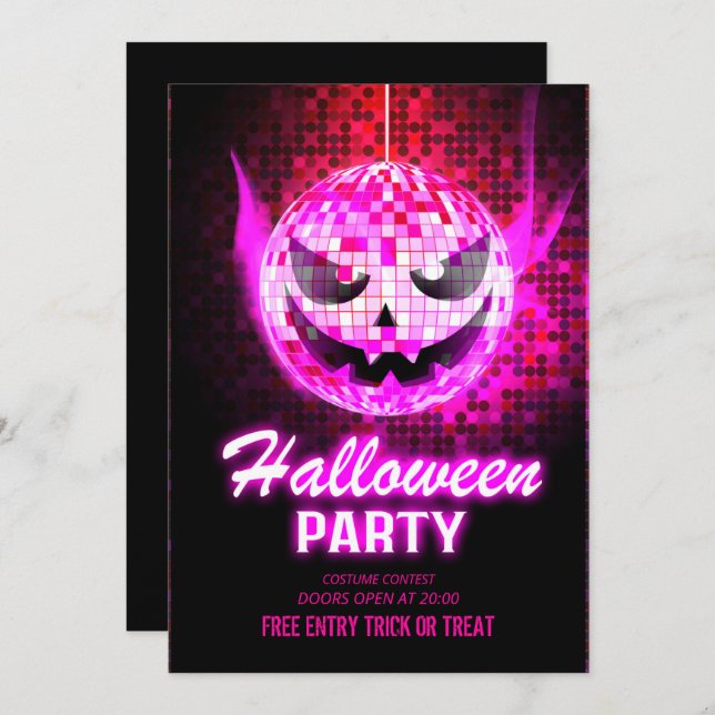 Neon Effect Adult Halloween party Invitation (Front/Back)