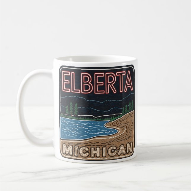 Neon Elberta Michigan Coffee Mug (Left)
