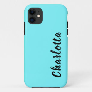 Neon Electric Blue Solid Colour Custom Personalise iPhone 11 Case