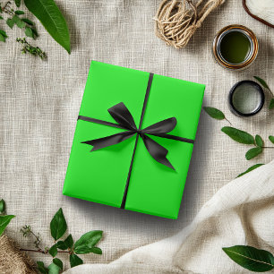 Neon Electric Gree Solid Colour   Classic   Elegan Wrapping Paper