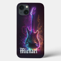 Neon Electric Guitar Music Personalised Name