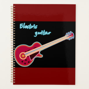 Neon Electric Guitar Retro 80s Rock Music Planner