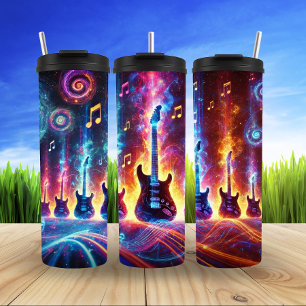 Neon Electric Guitar Sound Fusion Thermal Tumbler