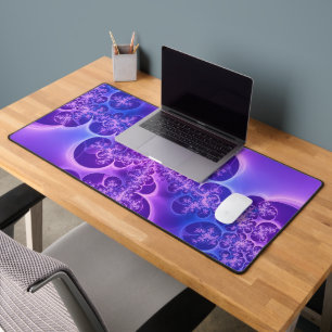 Neon Electric Purple Fractal Bubble Desk Mat