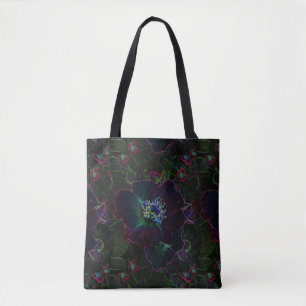 Neon Electric Rose Flower Garden Abstract Tote Bag