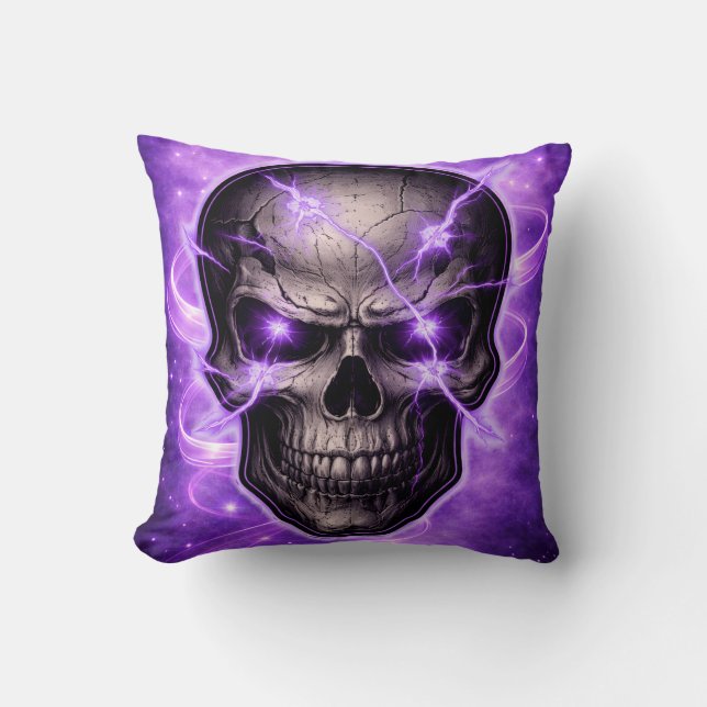 Neon Electric Skull Pillow (Front)