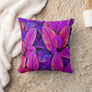 Neon Elegance Vivid Leaf Radiance Cushion