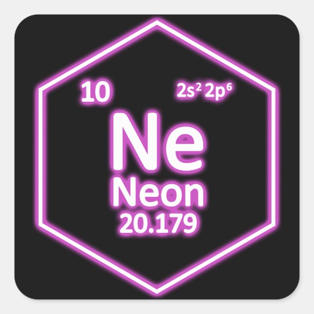 Neon Element Periodic Table Chemical Square Sticker (Front)