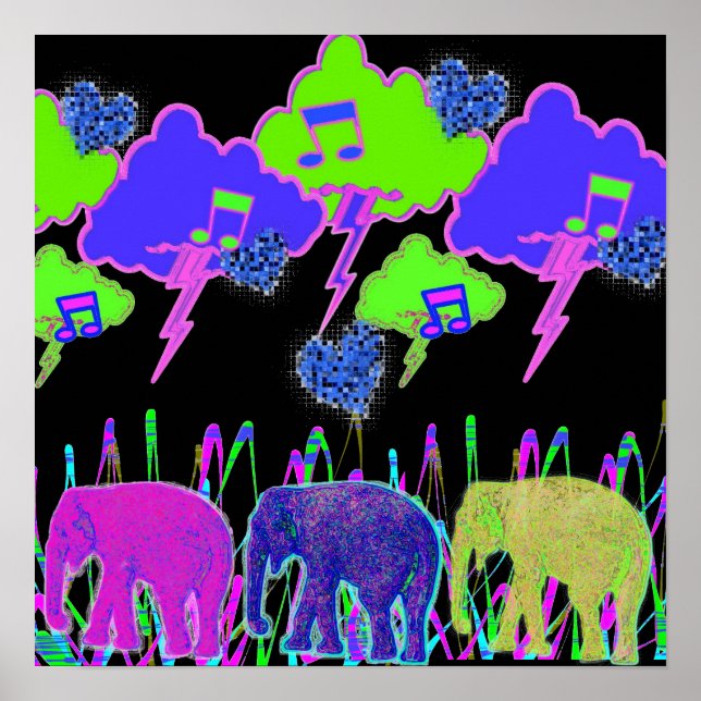 Neon Elephants Poster (Front)
