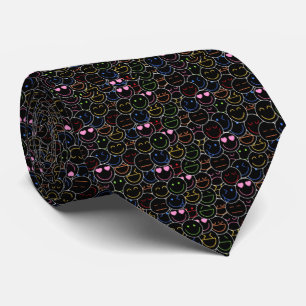 Neon Emoji Pattern Tie: Bold, Modern, Retro Fun Tie