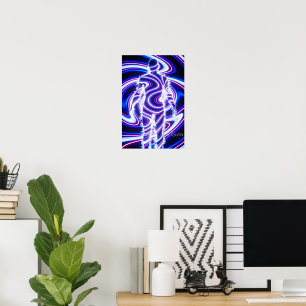 Neon Energy Human Silhouette Poster