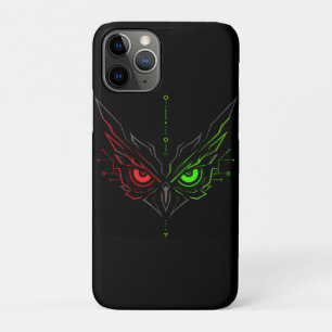 Neon Evil Owl Tech Tribal Cybernetic Art iPhone 11 Pro Case