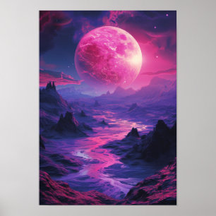 Neon Exoplanet Landscape Poster