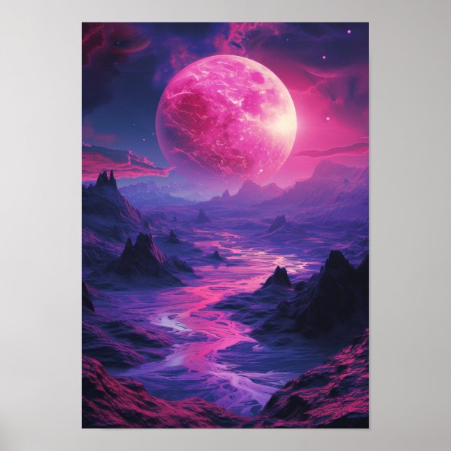Neon Exoplanet Landscape Poster (Front)