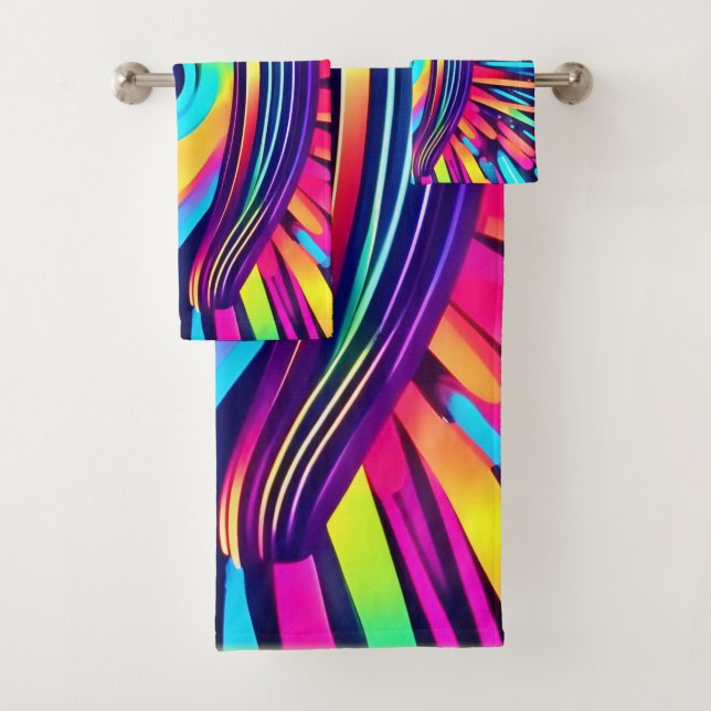 Neon Eye of the Cosmos Bath Towel Set (Insitu)