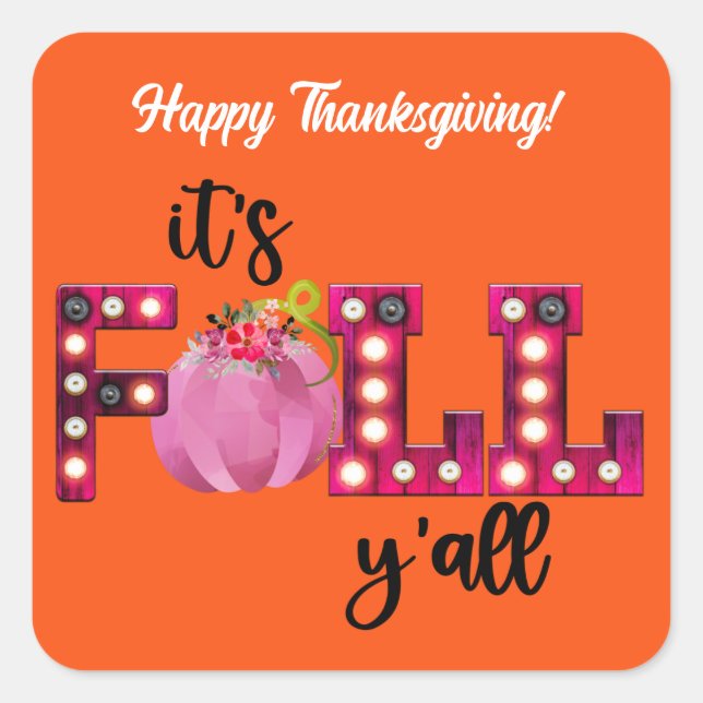 Neon Fall Autumn Customise Square Sticker (Front)