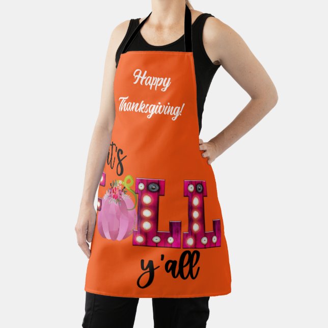 Neon Fall Autumn Customise Text and Colour Apron (Insitu)
