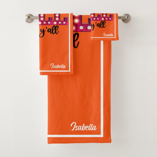 Neon Fall Autumn Customise Text and Colour Bath Towel Set (Insitu)