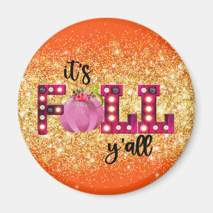 Neon Fall Autumn Customise Text and Colour Magnet