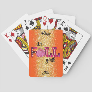 Neon Fall Autumn Customise Text and Colour Playing Cards