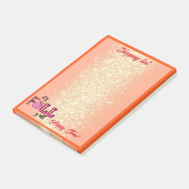 Neon Fall Autumn Customise Text and Colour Post-it Notes (Angled)