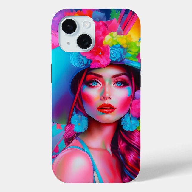 Neon Fantasy Floral Portrait  Case-Mate iPhone Case (Back)