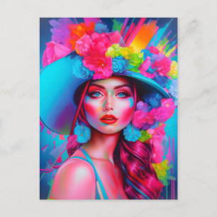 Neon Fantasy Floral Portrait Postcard