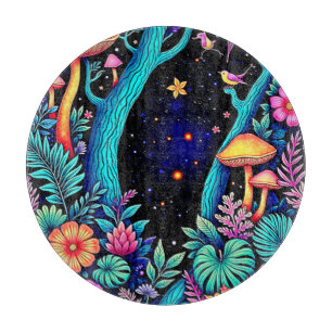 Neon Fantasy Forest Night Glow Design Cutting Board