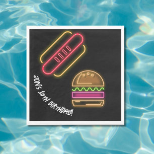 Neon Fast Food Monogram Name Vibrant  Napkin