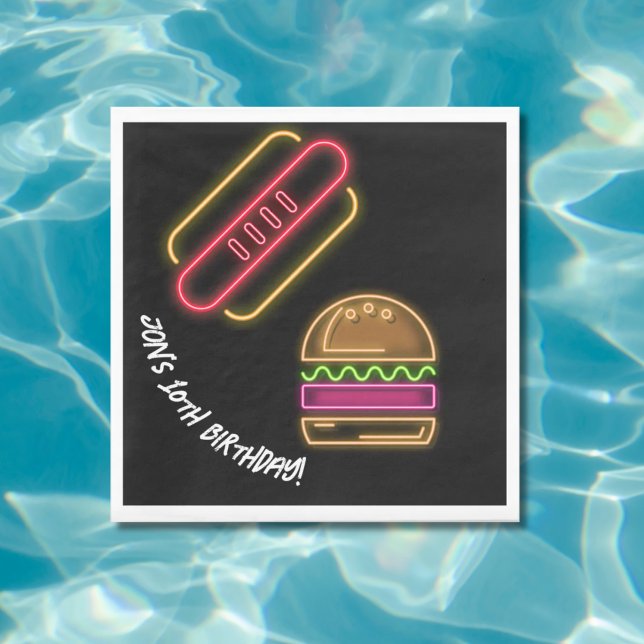 Neon Fast Food Monogram Name Vibrant  Napkin (Creator Uploaded)