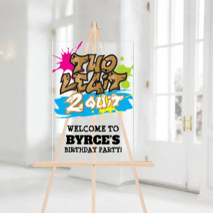 Neon Faux Gold Two Legit 2 Quit Welcome Acrylic Sign