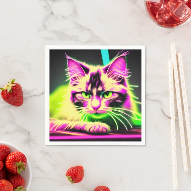Neon Feline Fiesta: Teen Birthday Bash Collection Napkin (Insitu)