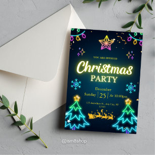 Neon Festive Christmas Holiday Party Invitation