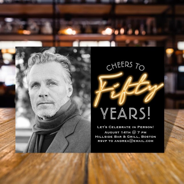 Neon Fifty Years Photo Invitation (Creator Uploaded)